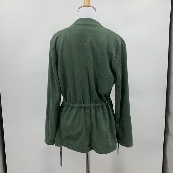 BlankNYC Jacket Womens XS Sage Vegan Suede Waterfall Lapel Drawstring Waist - Picture 6 of 15